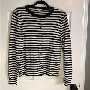 J Crew striped “the Caryn Cardigan”